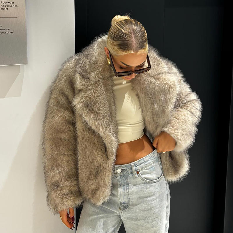 Streetwear Brand Fashion - Chic Street Girls Gradient Faux Fur