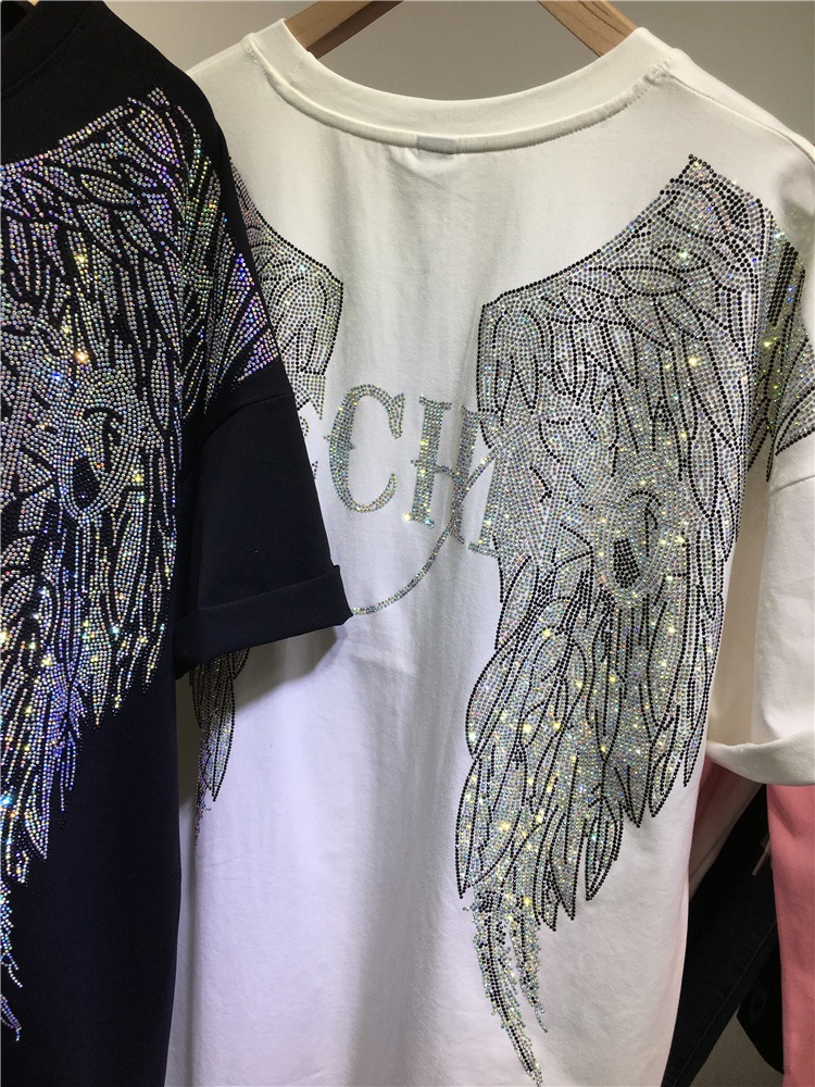 L-4XL Oversize Rhinestone Ange - Streetwear Brand Clothing review and price