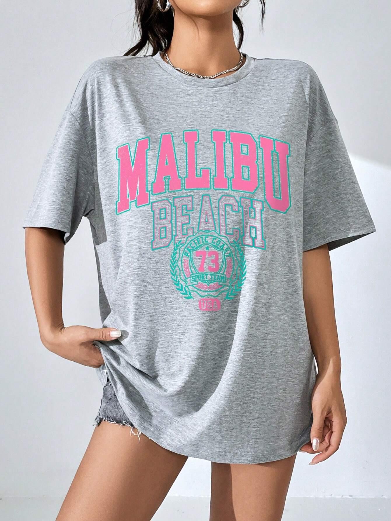 Malibu Beach Letter Print Prin - Streetwear Brand Clothing review and price