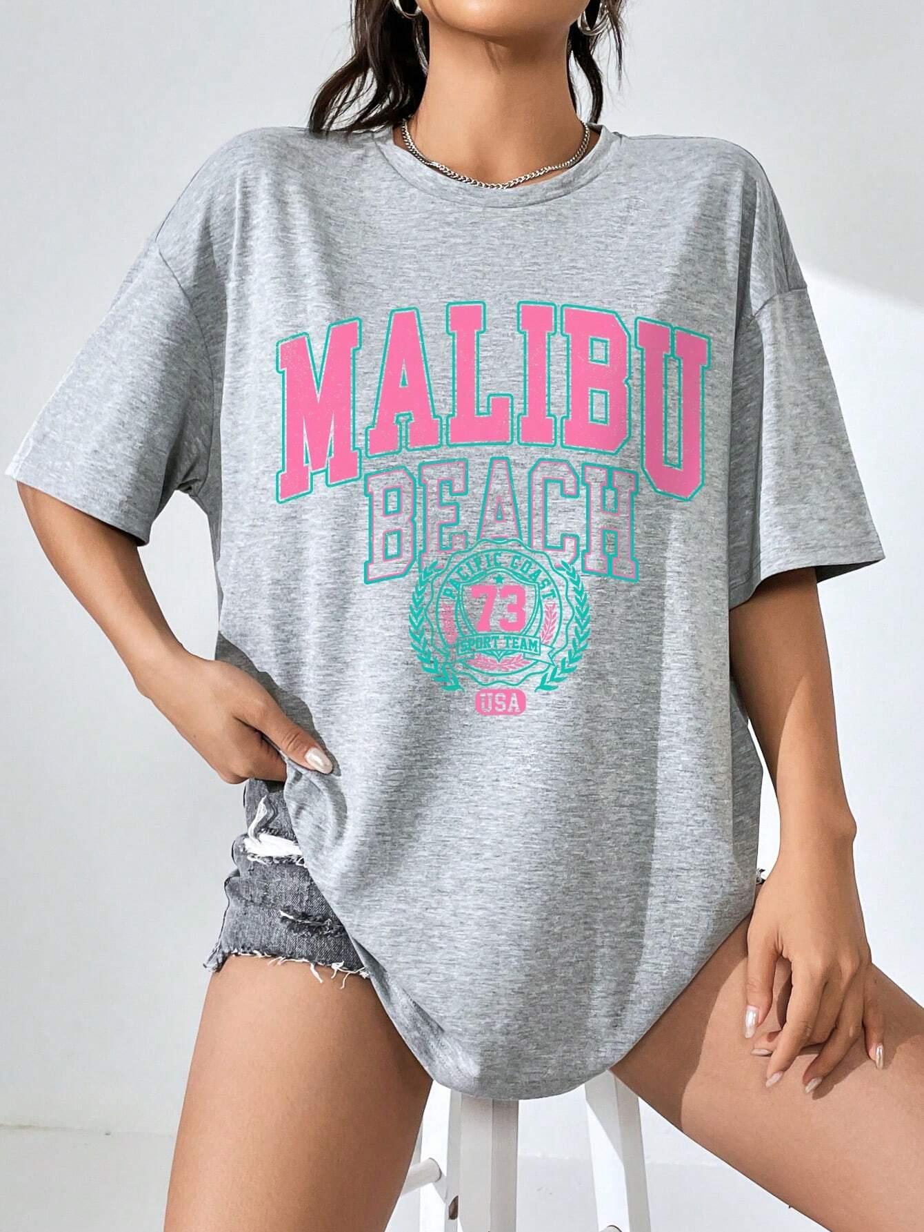Malibu Beach Letter Print Prin - Streetwear Brand Clothing review and price